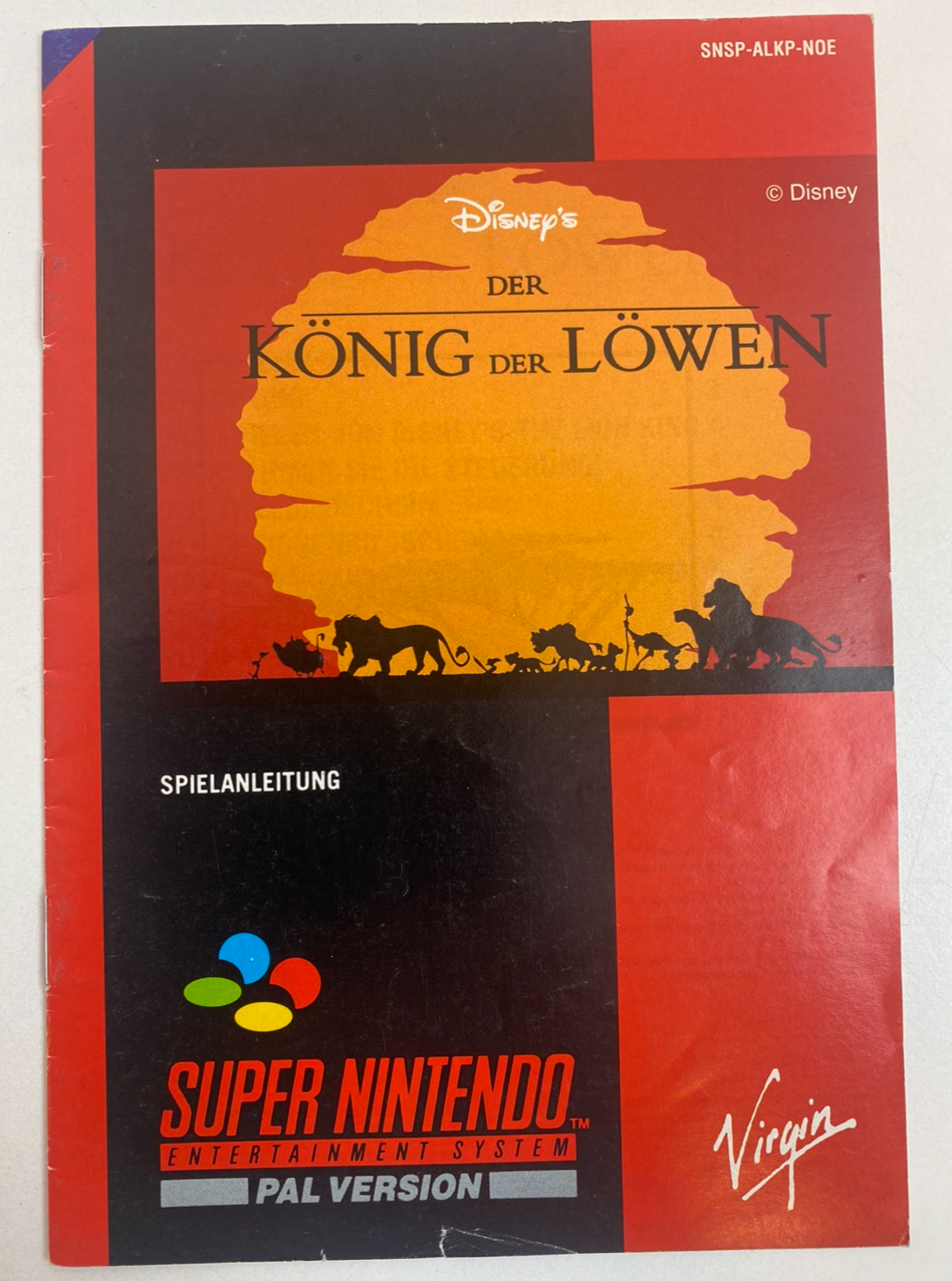 Original manual for the Super Nintendo game "The Lion King" - Complete and worthy of preservation
